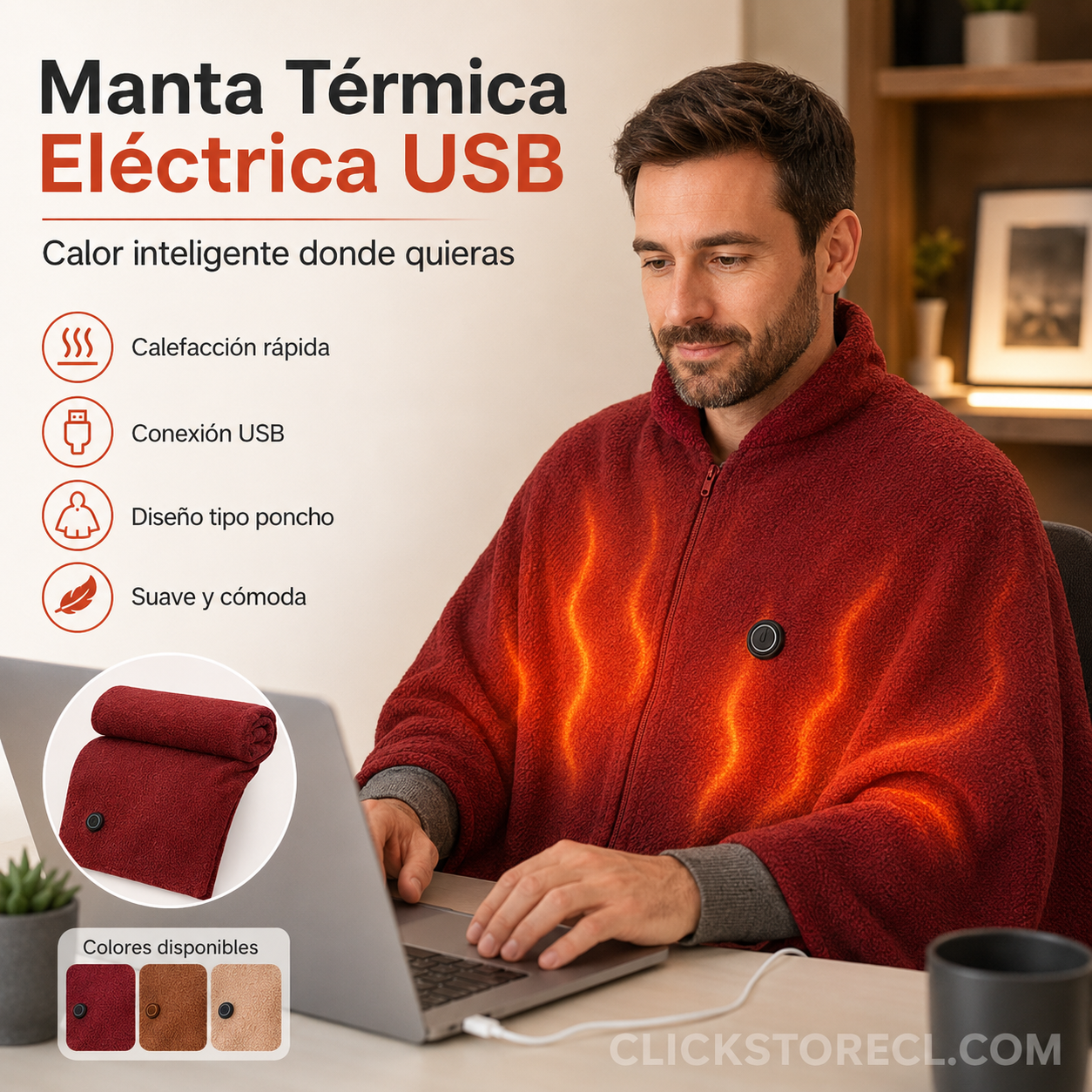 Manta Térmica Eléctrica USB Tipo Poncho