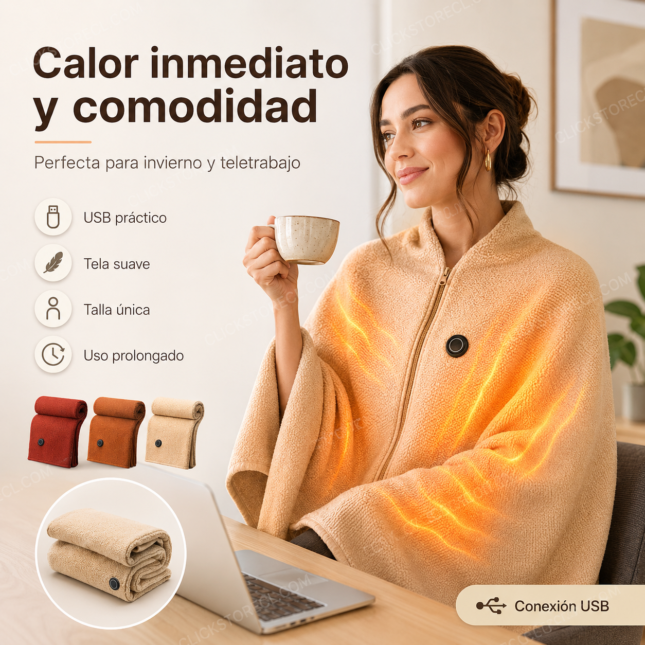 Manta Térmica Eléctrica USB Tipo Poncho