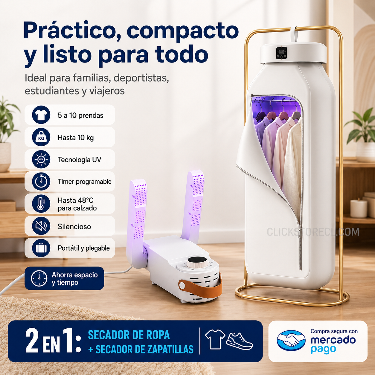 1 Secador de Ropa + 1 Secador de Zapatillas