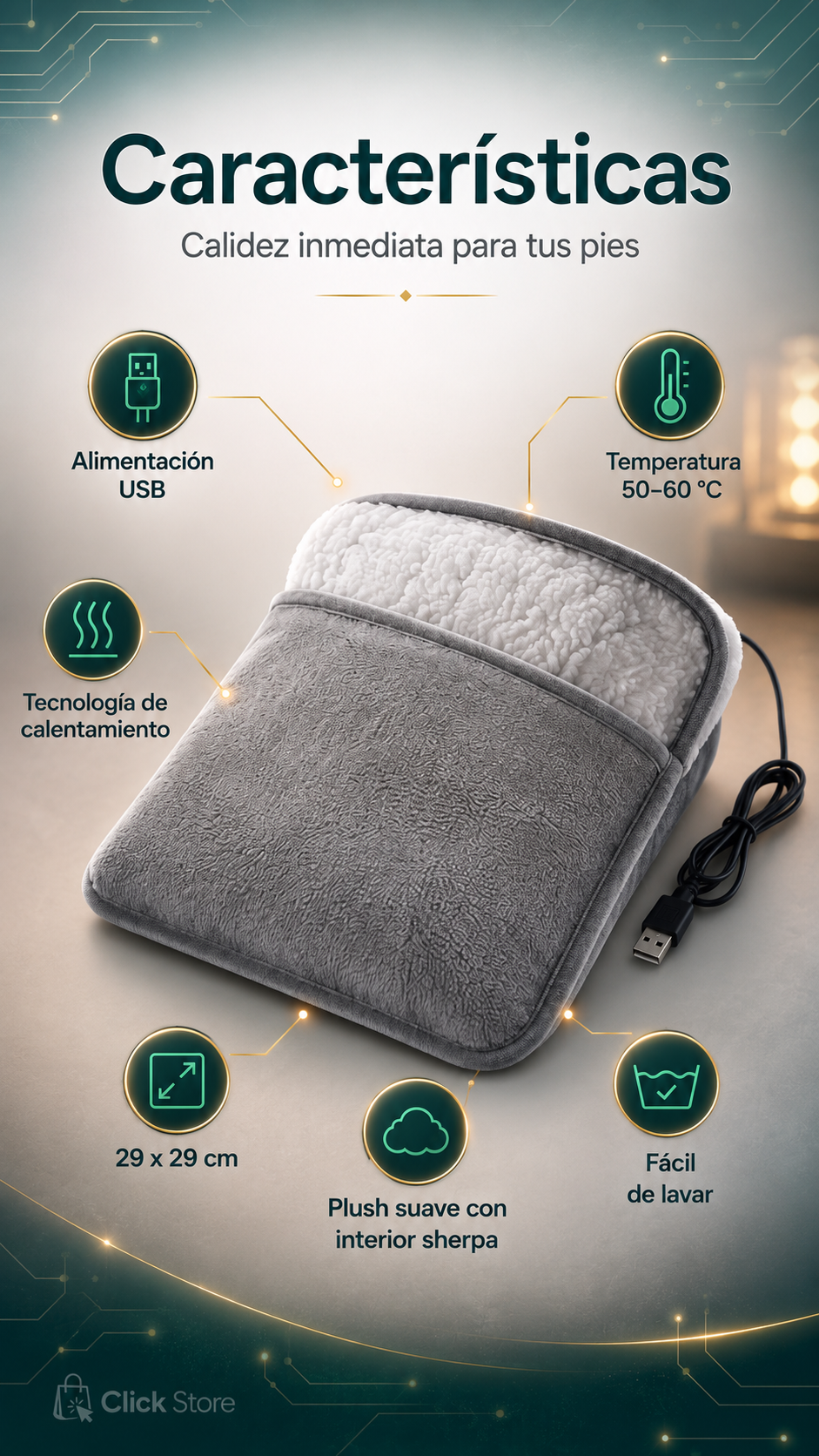 Calienta pies eléctrico USB